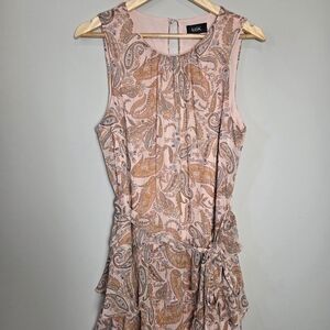 MSK Pink Paisley Print Sleeveless Ruffle Dress